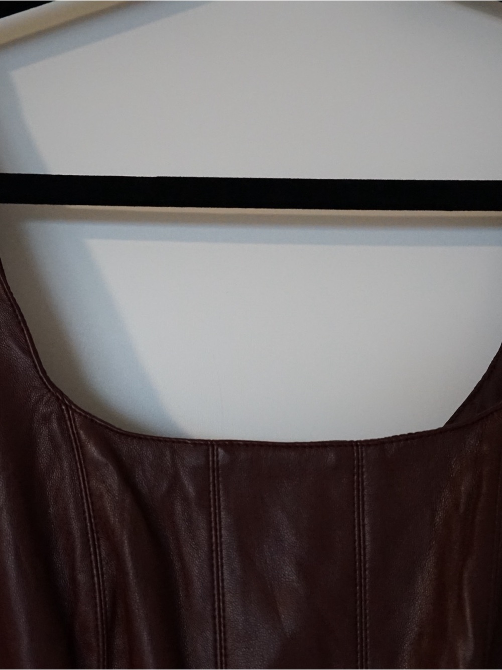 7 For All Mankind Brown Leather Midi Dress - Picture 5 of 7